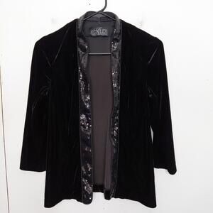 Alex Evenings Jacket Womens Medium Velvet Sequin Panels Event Formal Sultry
